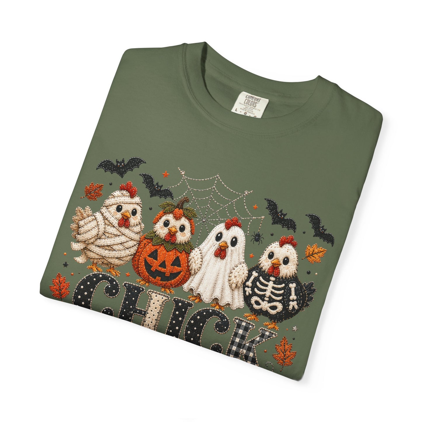 Faux Quilted Halloween Chick or Treat T‑Shirt