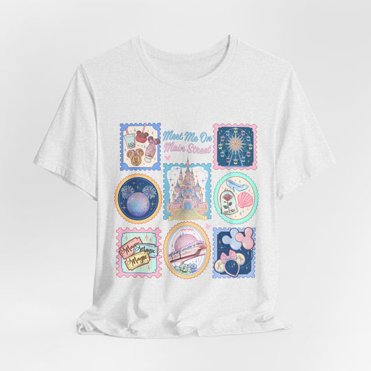Meet Me On Main Street Cute Pastel Stamp Tee
