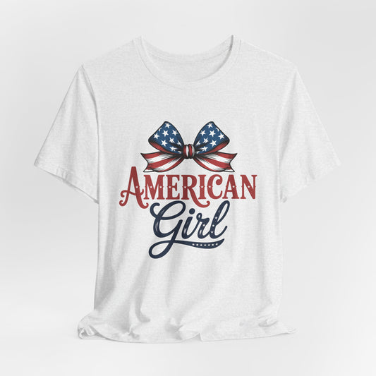 American Girl Patriotic T-shirt with Bow Design