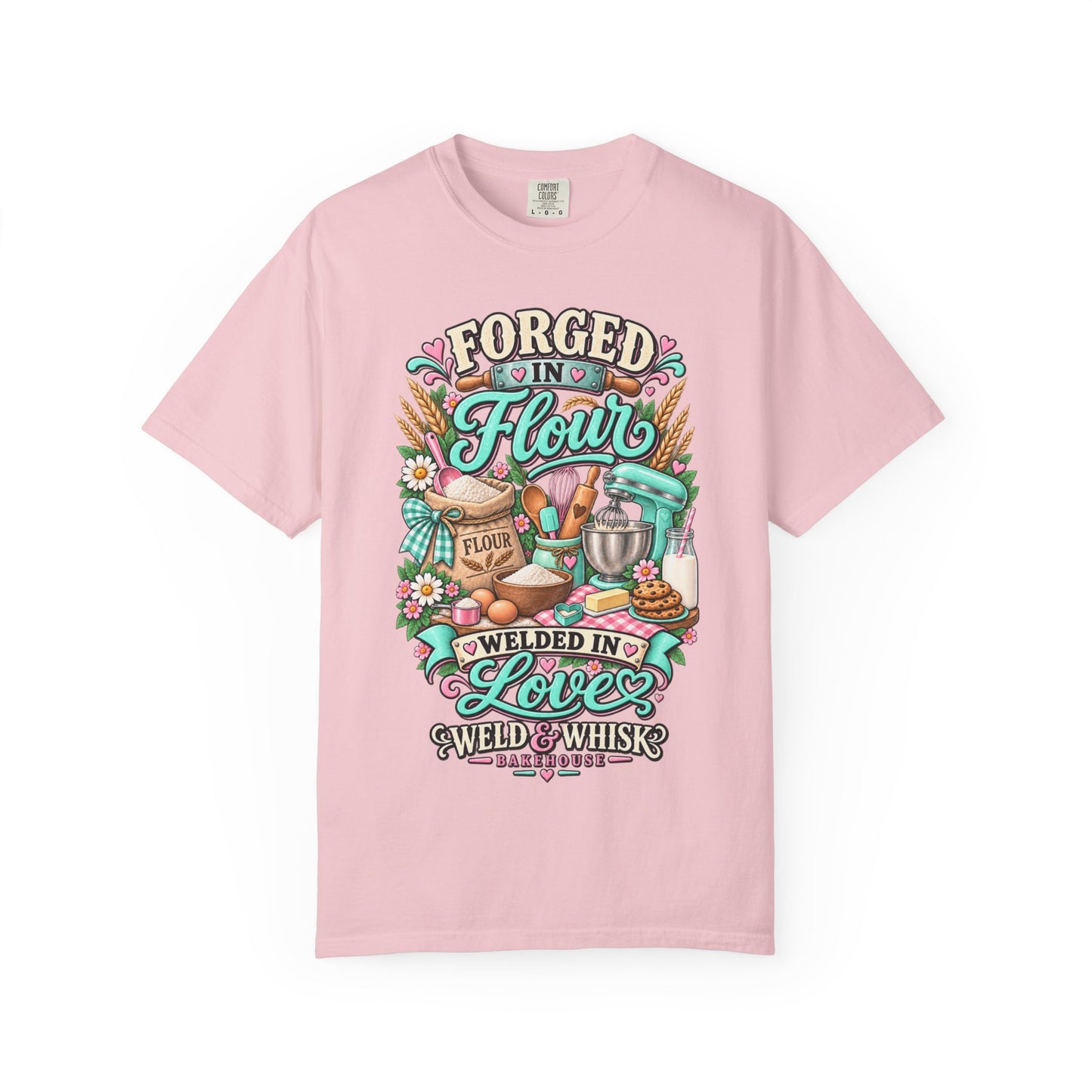 Baking T-Shirt - "Forged in Flour, Welded in Love" Vintage Kitchen Tee