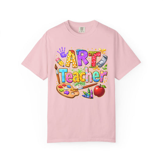 Art Teacher T-Shirt — Colorful Palette & Supplies Graphic Tee