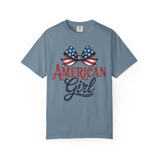 American Girl Patriotic T-shirt with Bow Design