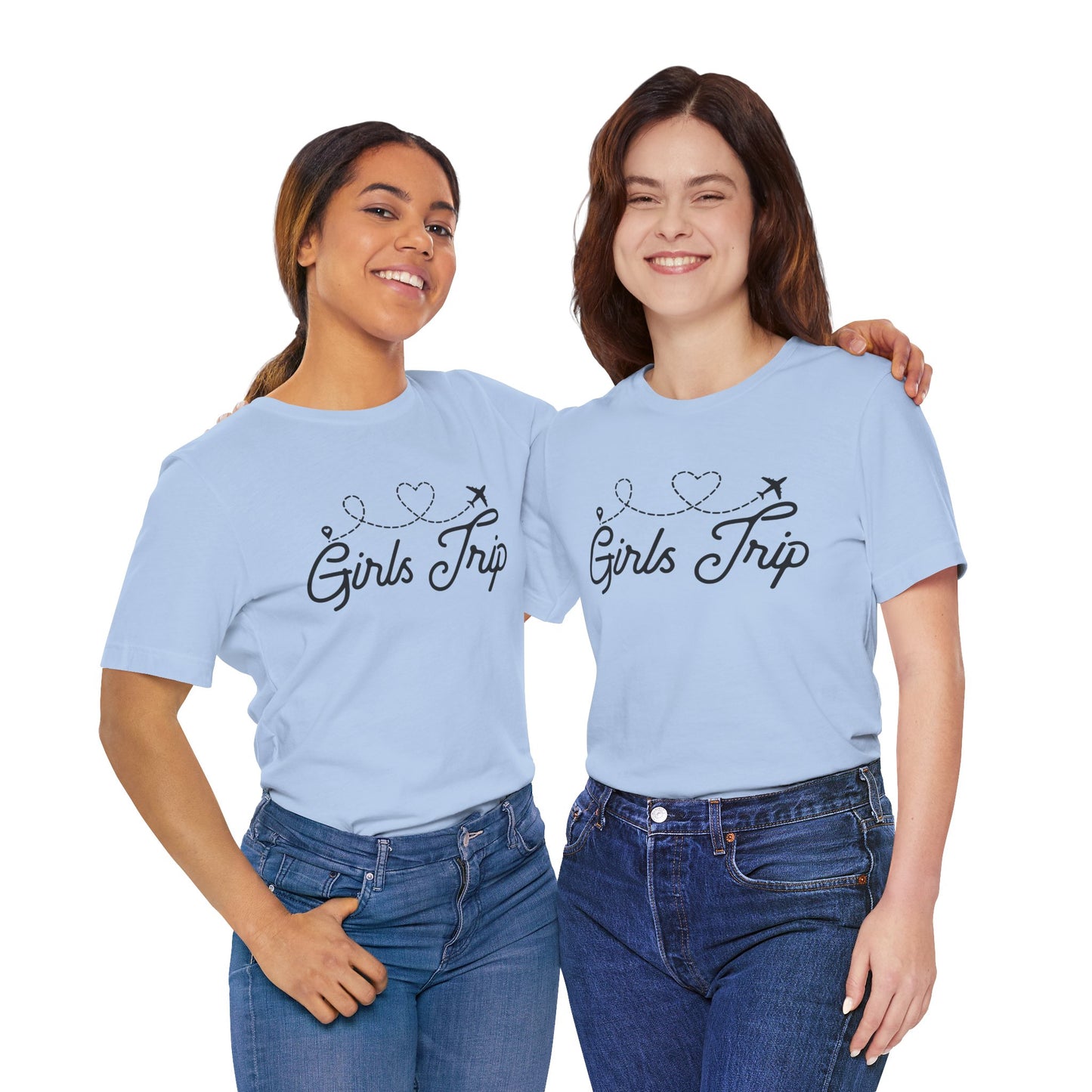 Girls Trip T-Shirt — Cute Plane Heart Graphic Tee for Bachelorette & Vacation