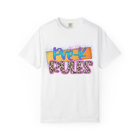 Pre-K Rules T-Shirt, Fun Preschool Shirt, Unisex Garment-Dyed Tee, Back to School Top, Teacher Gift