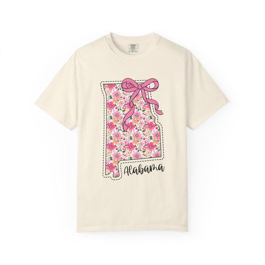 Alabama Floral T-Shirt | Unisex Garment-Dyed Tee | Southern Charm Apparel, Gift for Texans, Casual Wear, Spring/Summer Fashion