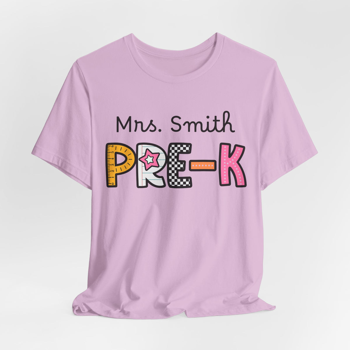 Personalized Colorful PRE-K Teacher Graphic Tee