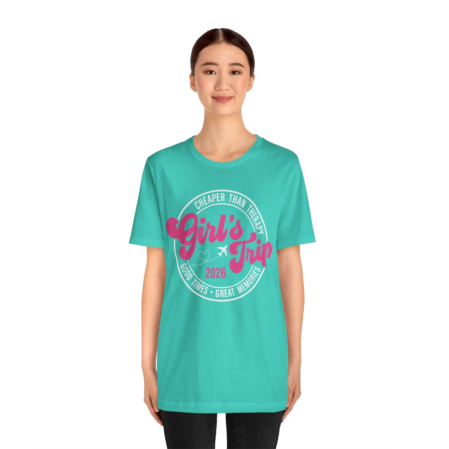 Girl's Trip T‑Shirt — Cheaper Than Therapy Travel Tee (Good Times, Great Memories)