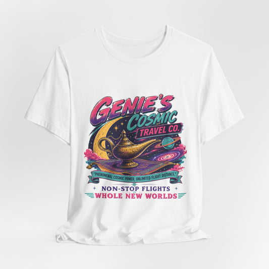 Genie’s Cosmic Travel Co. Tee — Non-Stop Flights to Whole New Worlds