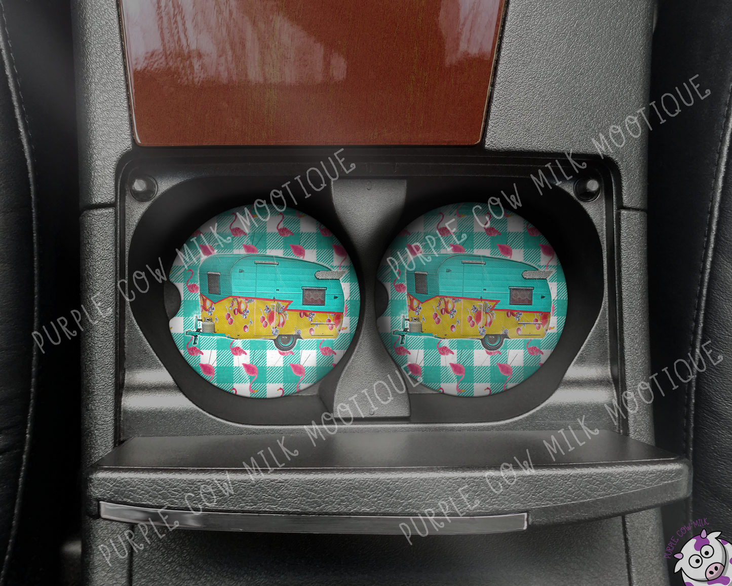 Flamingle RV Neoprene Car Coasters (set of 2)