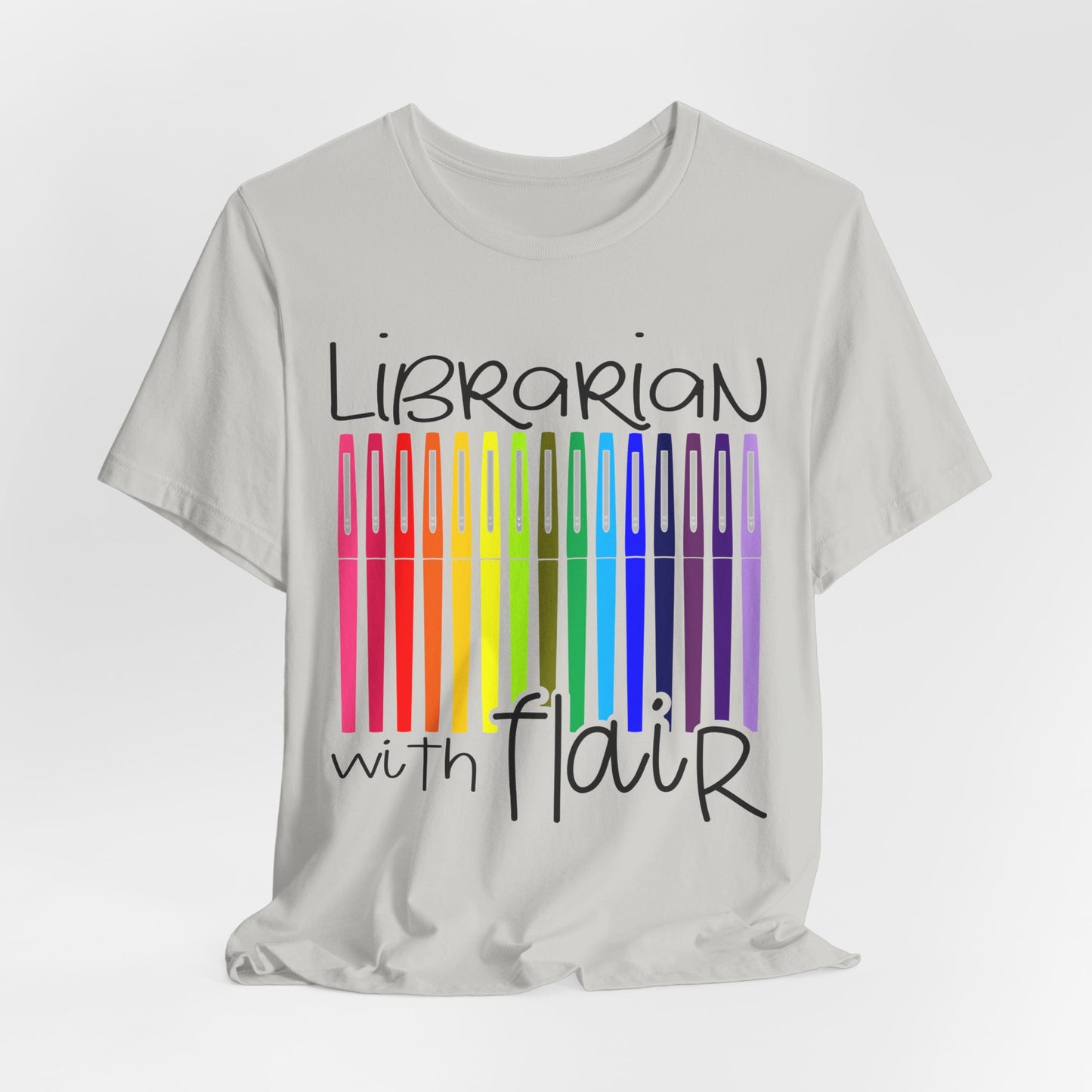 Rainbow Flair Pen School Staff Tee - Librarian With Flair