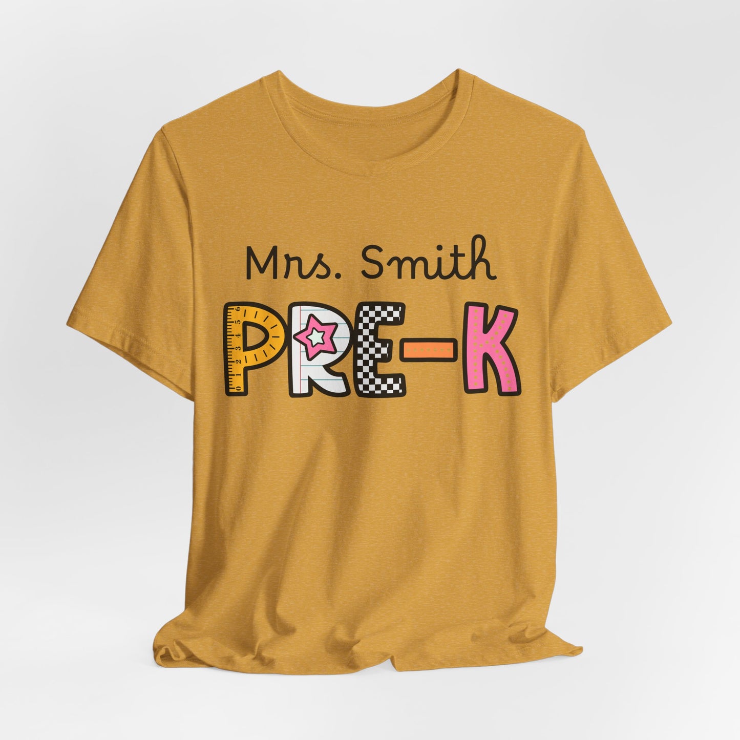 Personalized Colorful PRE-K Teacher Graphic Tee