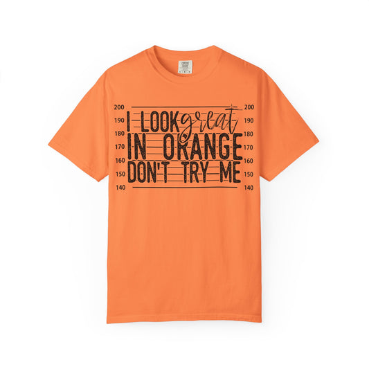I Look Great in Orange T-Shirt, Unisex Trendy Shirt, Casual Graphic Tee, Statement T-Shirt, Fun Gift for Friends