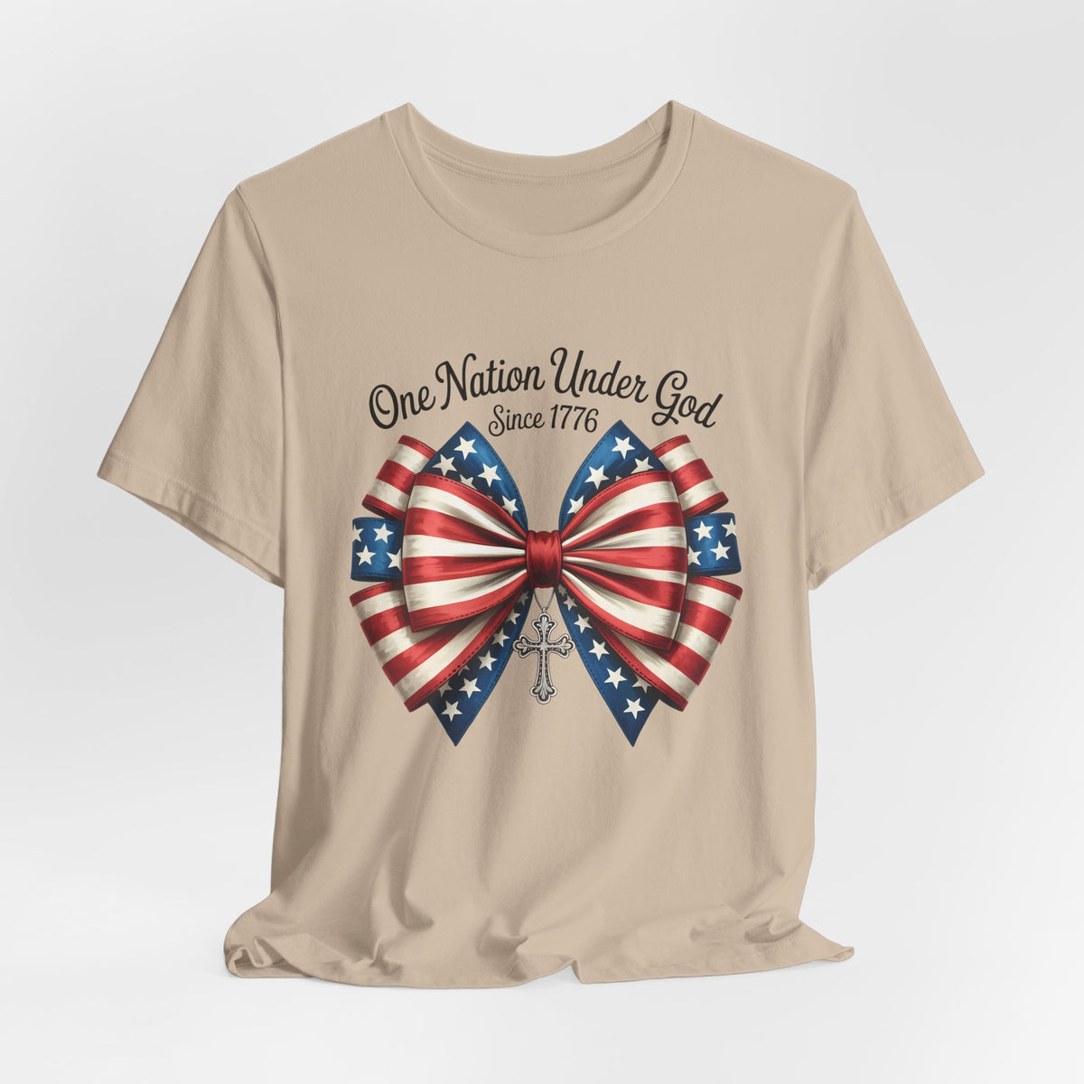 One Nation Under God Patriotic T-shirt with Bow Design