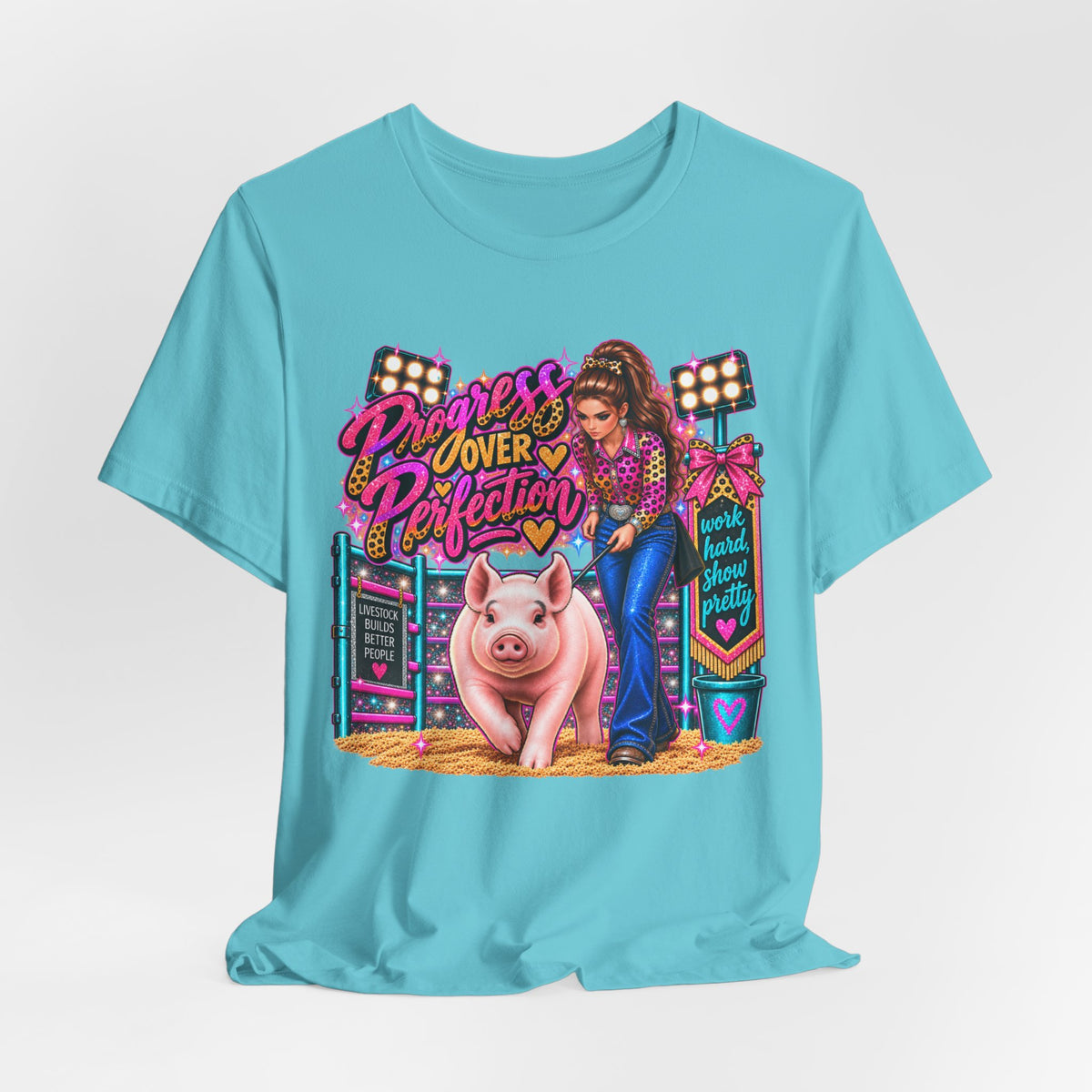 "Progress Over Perfection" Show Pig Tee
