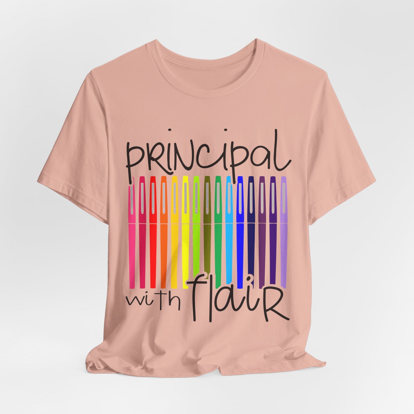 Copy of Rainbow Flair Pen School Staff Tee - Principal With Flair