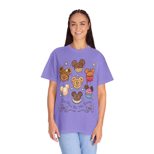 Cute Snack Character T-Shirt — “Just Here for the Snacks” Graphic Tee