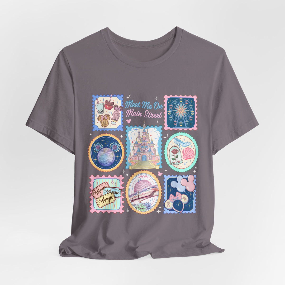 Meet Me On Main Street Cute Pastel Stamp Tee
