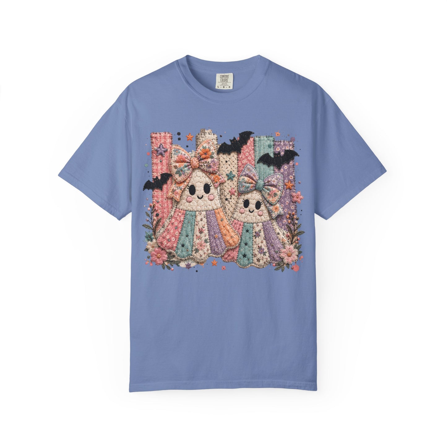 Quilted Cute Ghost Sisters Halloween T-Shirt
