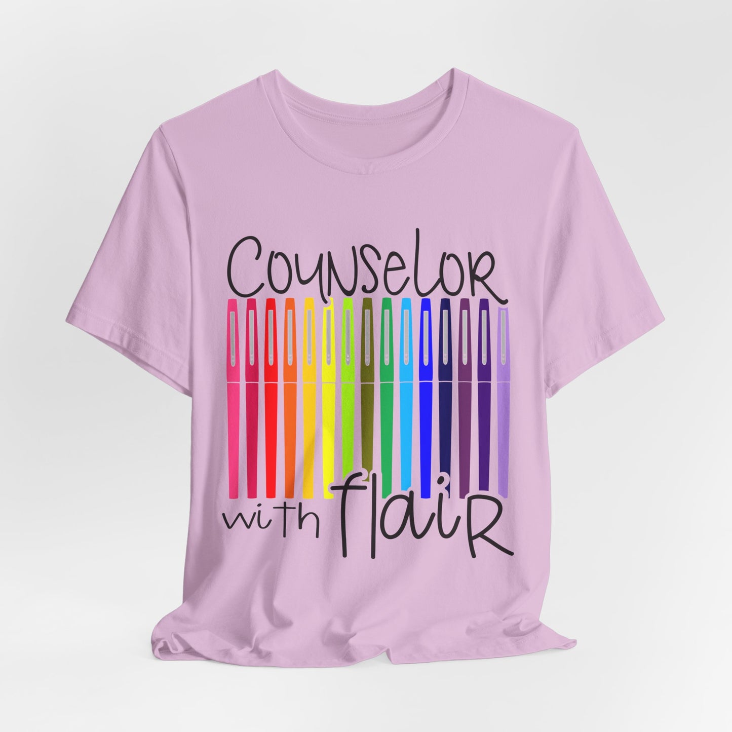 Rainbow Flair Pen School Staff Tee - Counselor With Flair