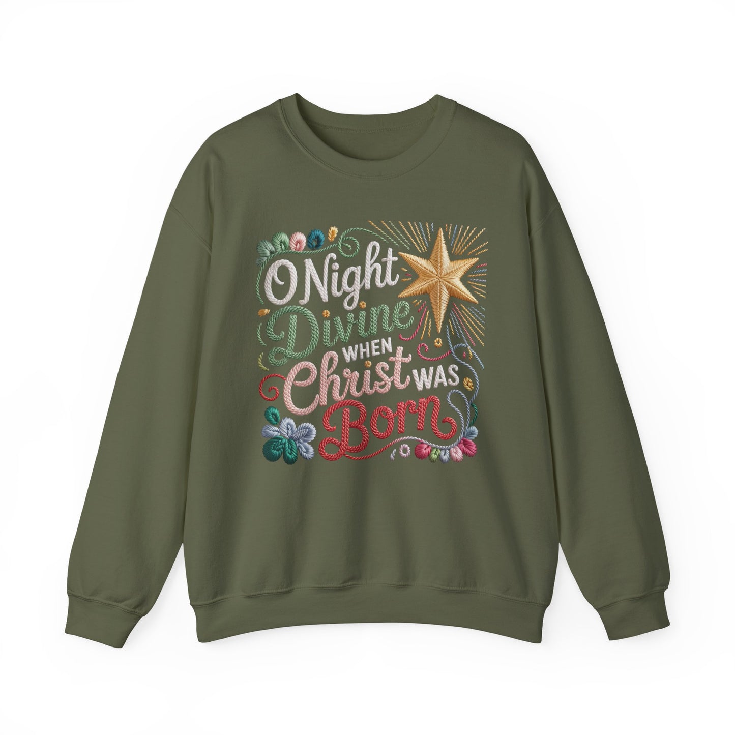 O Holy Night Divine Christmas Star Holiday Sweatshirt Christmas Crewneck