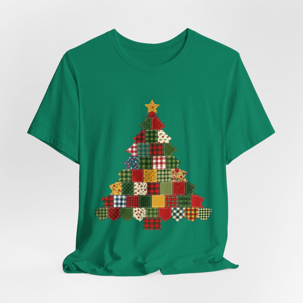 Faux Patchwork Christmas Tree Tee