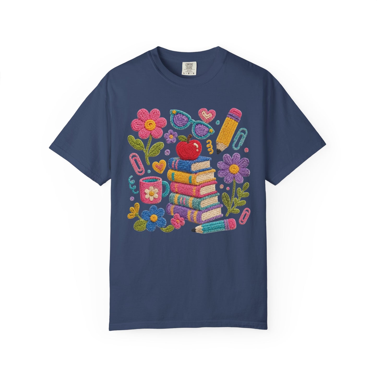 Cute Floral Faux-Yard School Supplies Graphic Tee