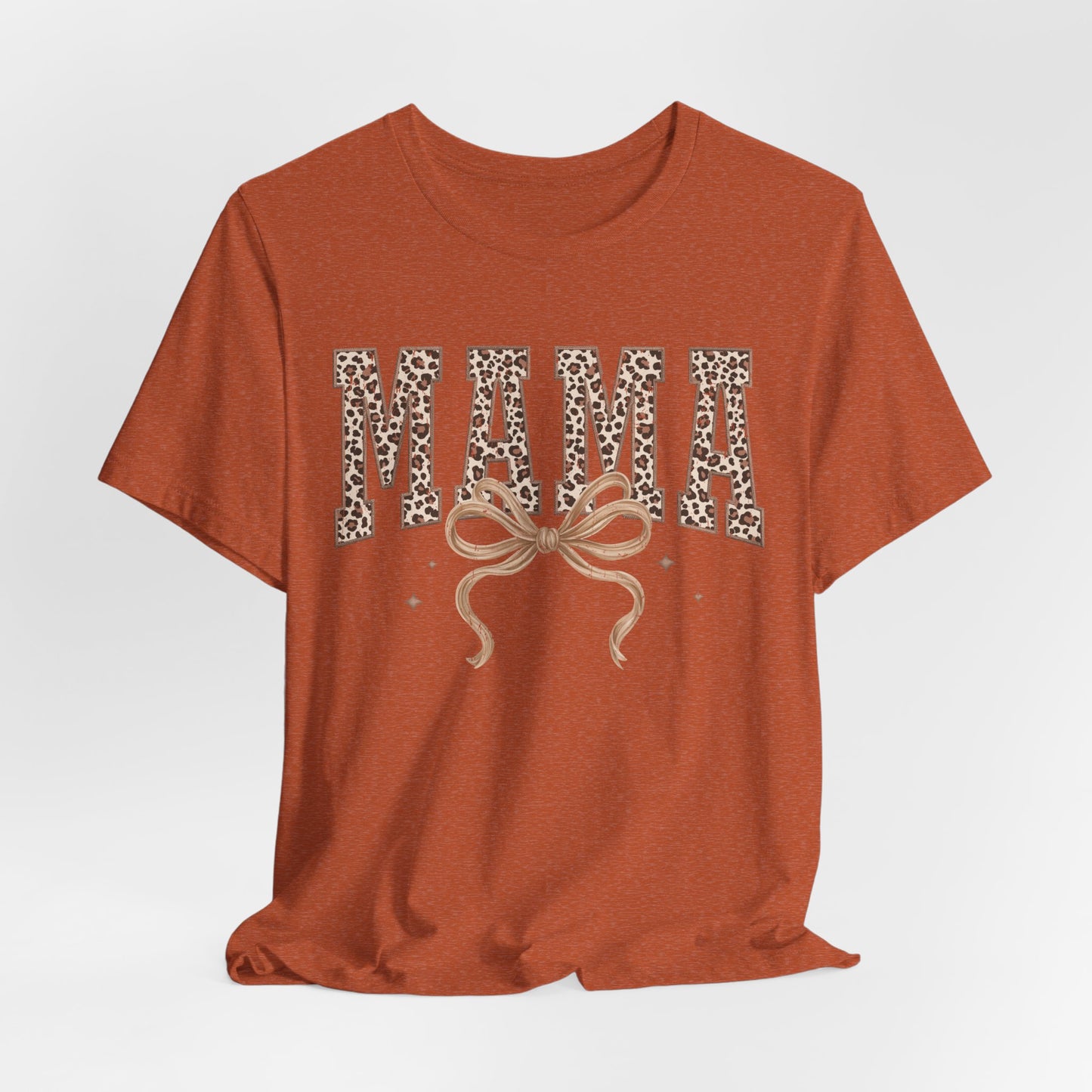Mama Leopard Print Tee — Floral Bow Mother's Day Shirt