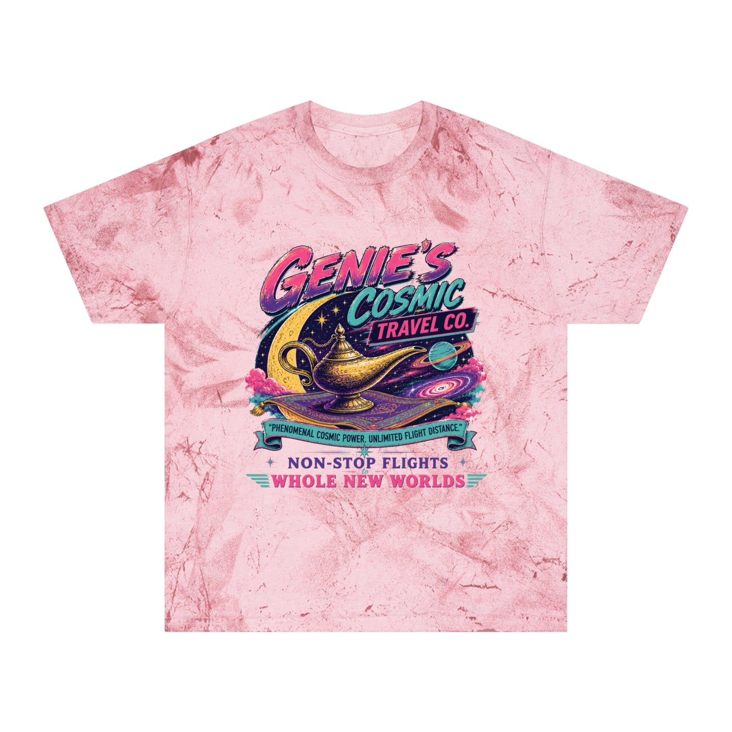 Genie’s Cosmic Travel Co. T‑Shirt — Retro Space Lamp Graphic