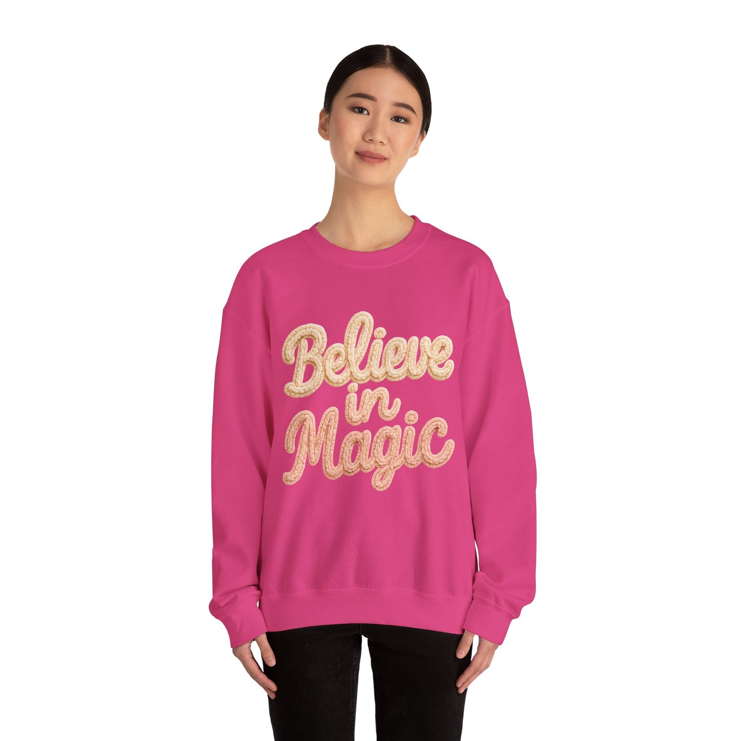 Believe in Magic Cozy Pastel Crewneck Christmas Sweatshirt