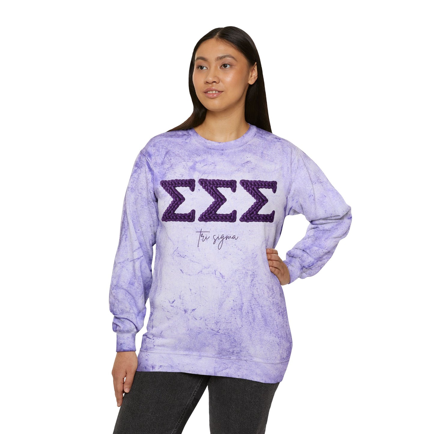 Sigma Sigma Sigma Purple Tie-Dye Crewneck Sweatshirt