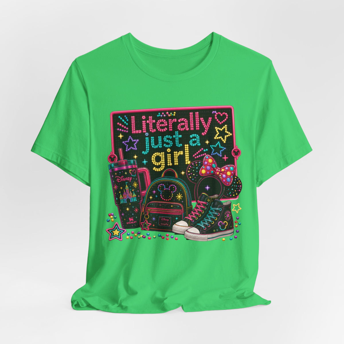 Literally Just a Girl Graphic Tee — Cute Neon Back-to-School Shirt