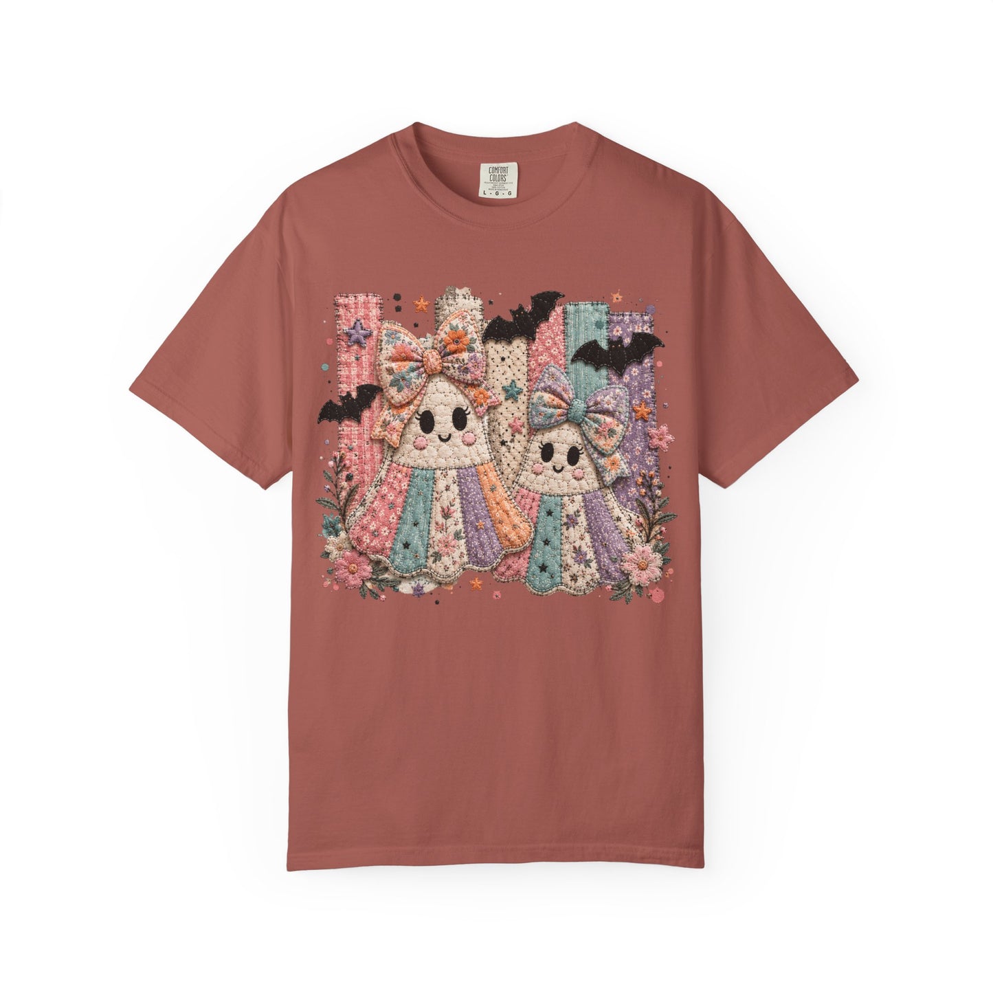 Quilted Cute Ghost Sisters Halloween T-Shirt