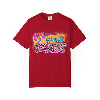 Fifth Grade Rules T-Shirt, Fun Shirt, Unisex Garment-Dyed Tee, Back to School Top, Teacher Gift