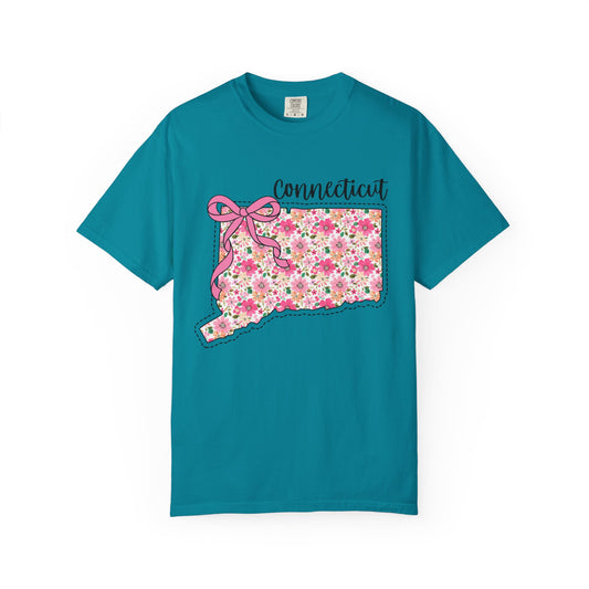 Connecticut Floral T-Shirt | Unisex Garment-Dyed Tee | Casual Wear, Spring/Summer Fashion