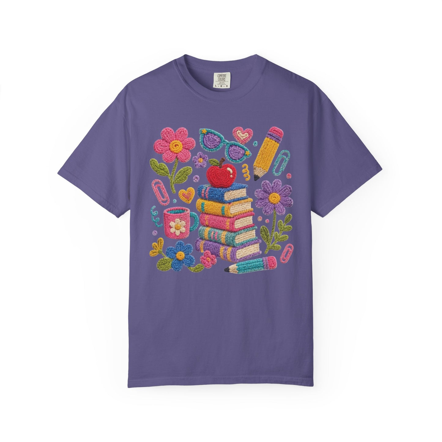 Cute Floral Faux-Yard School Supplies Graphic Tee