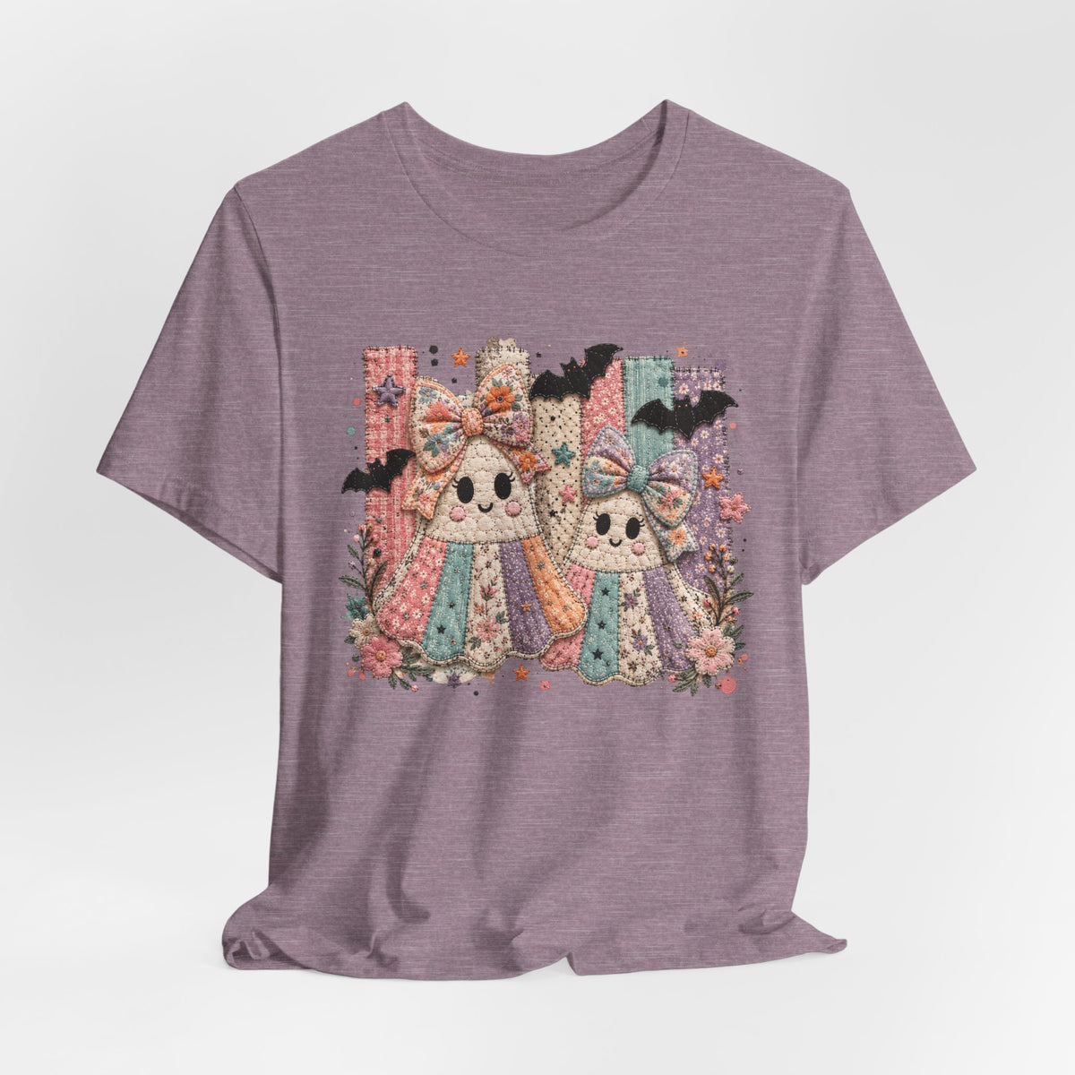 Quilted Cute Ghost Sisters Halloween T-Shirt