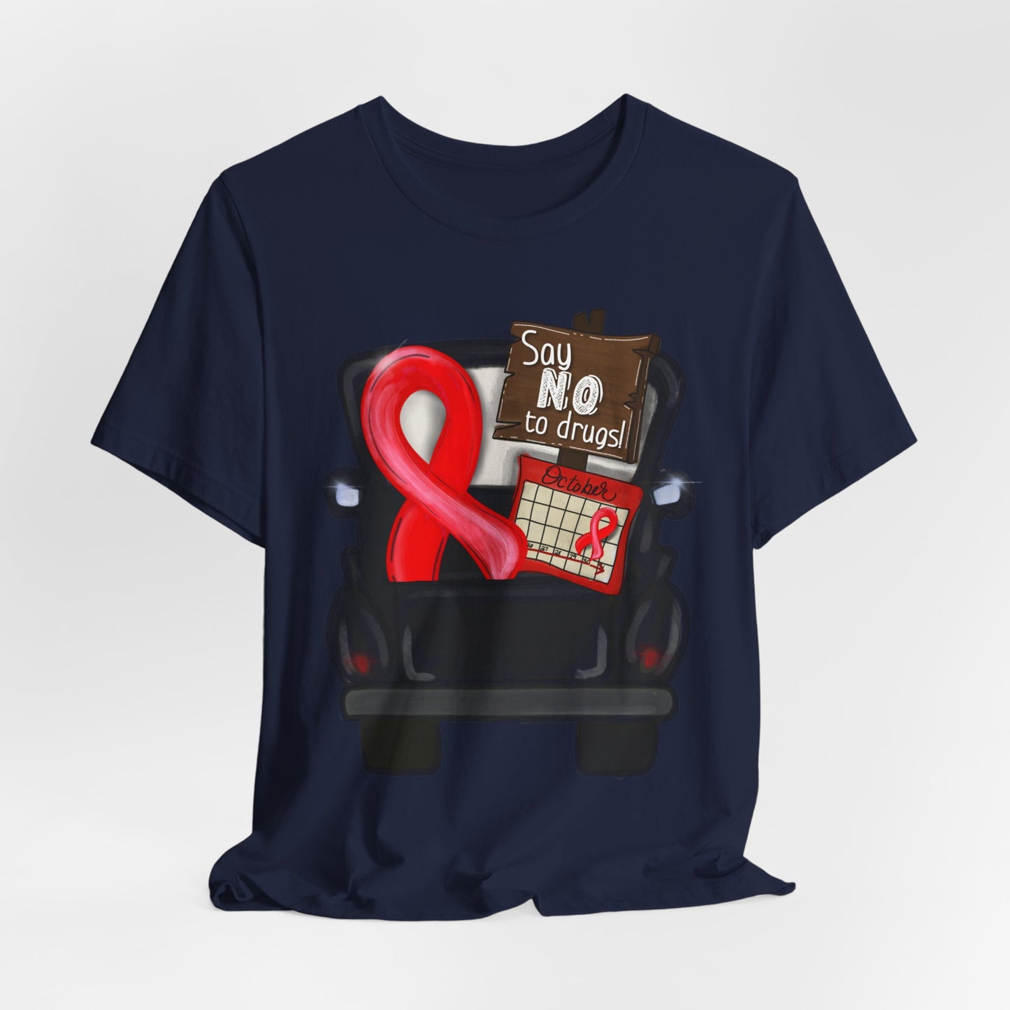 Say No to Drugs Red Ribbon Tee — Anti-Drug Awareness