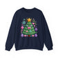 Cute Yarn Christmas Tree, Candy Cane & Ornaments Holiday Crewneck Sweatshirt
