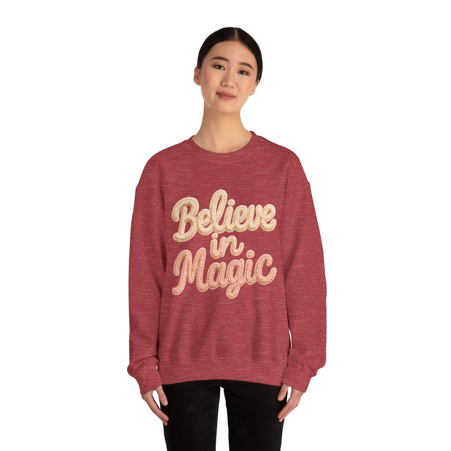 Believe in Magic Cozy Pastel Crewneck Christmas Sweatshirt