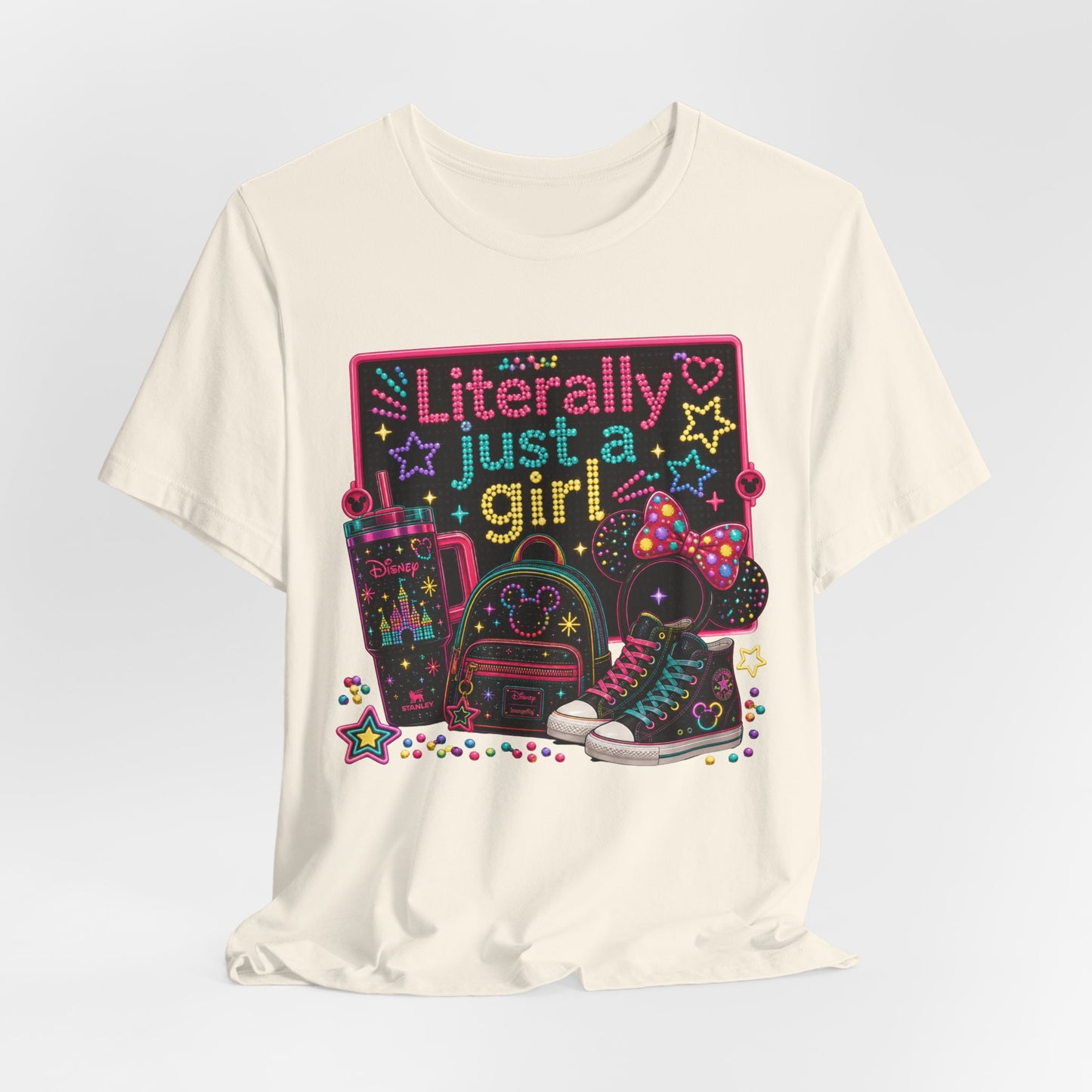 Literally Just a Girl Graphic Tee — Cute Neon Back-to-School Shirt