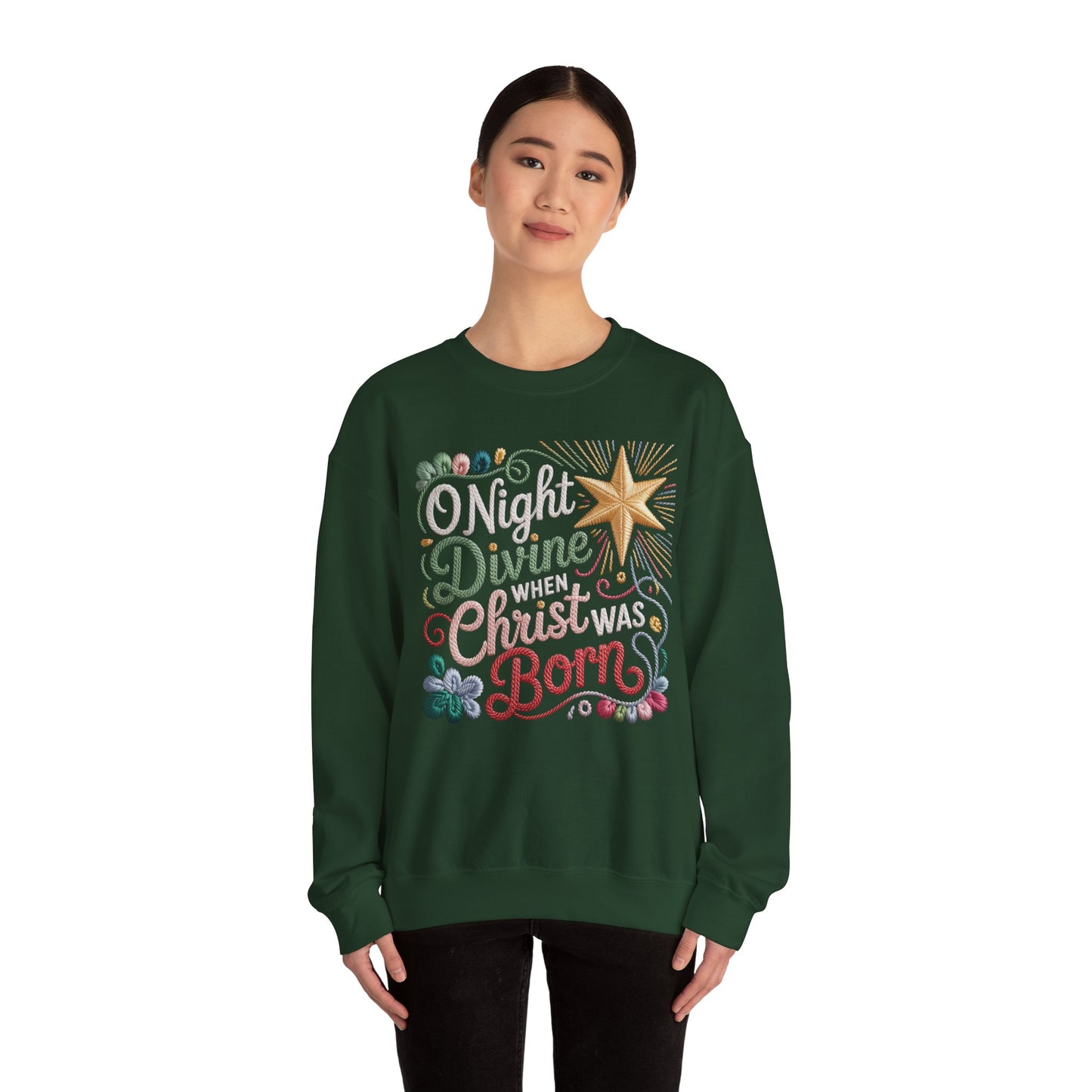 O Holy Night Divine Christmas Star Holiday Sweatshirt Christmas Crewneck
