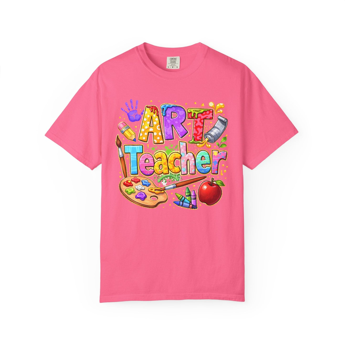 Art Teacher T-Shirt — Colorful Palette & Supplies Graphic Tee