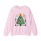 Cute Yarn Christmas Tree, Candy Cane & Ornaments Holiday Crewneck Sweatshirt