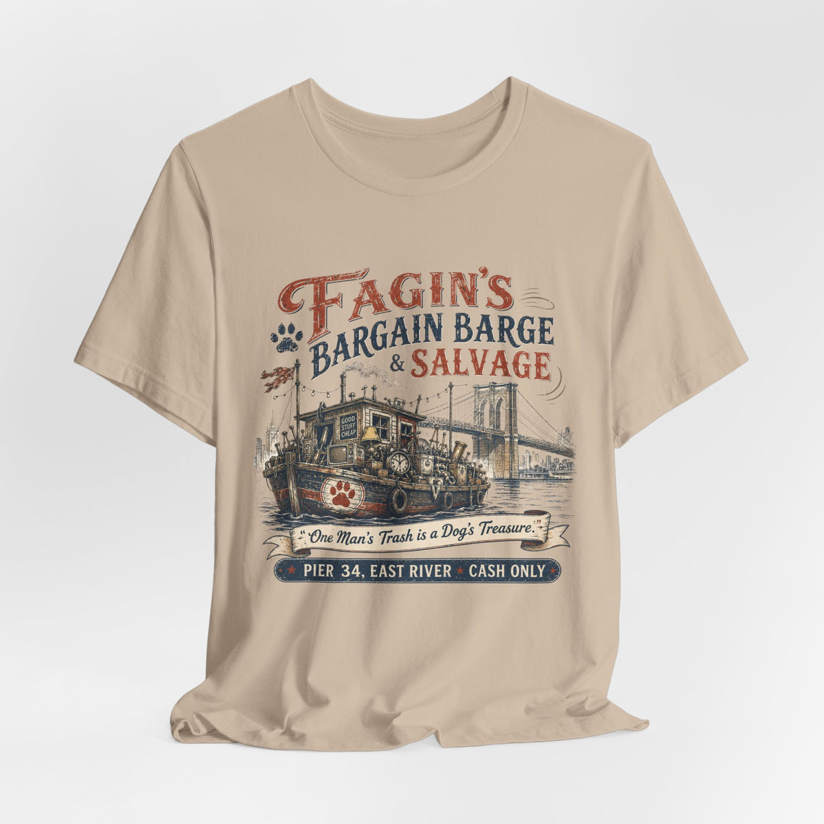 Fagin’s Bargain Barge Tee — Vintage Salvage Pier 34 East River Graphic Shirt