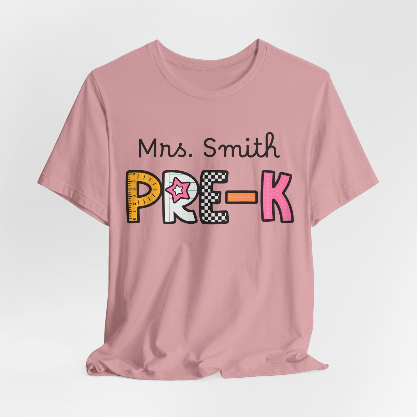 Personalized Colorful PRE-K Teacher Graphic Tee