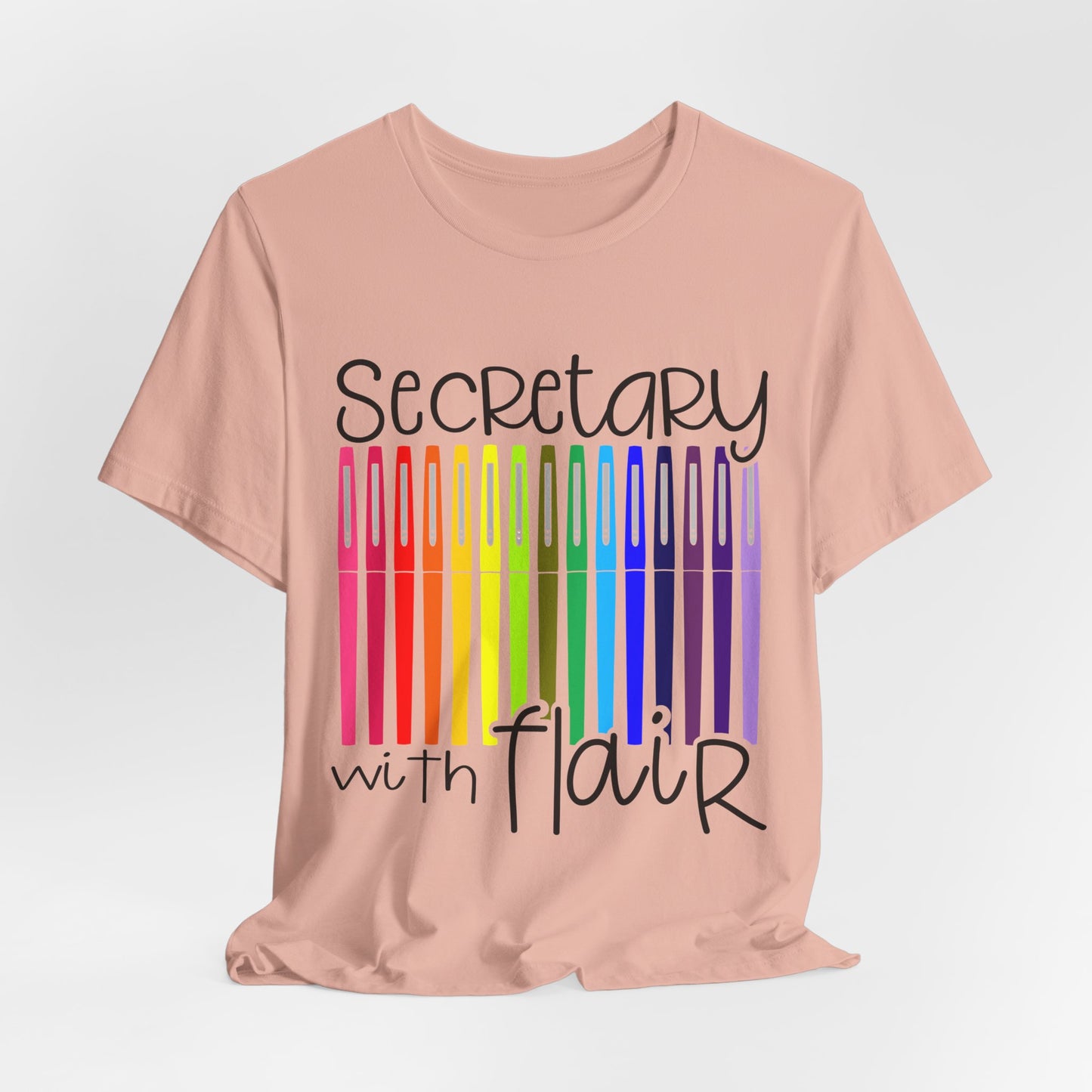 Rainbow Flair Pen School Staff Tee - Secretary With Flair
