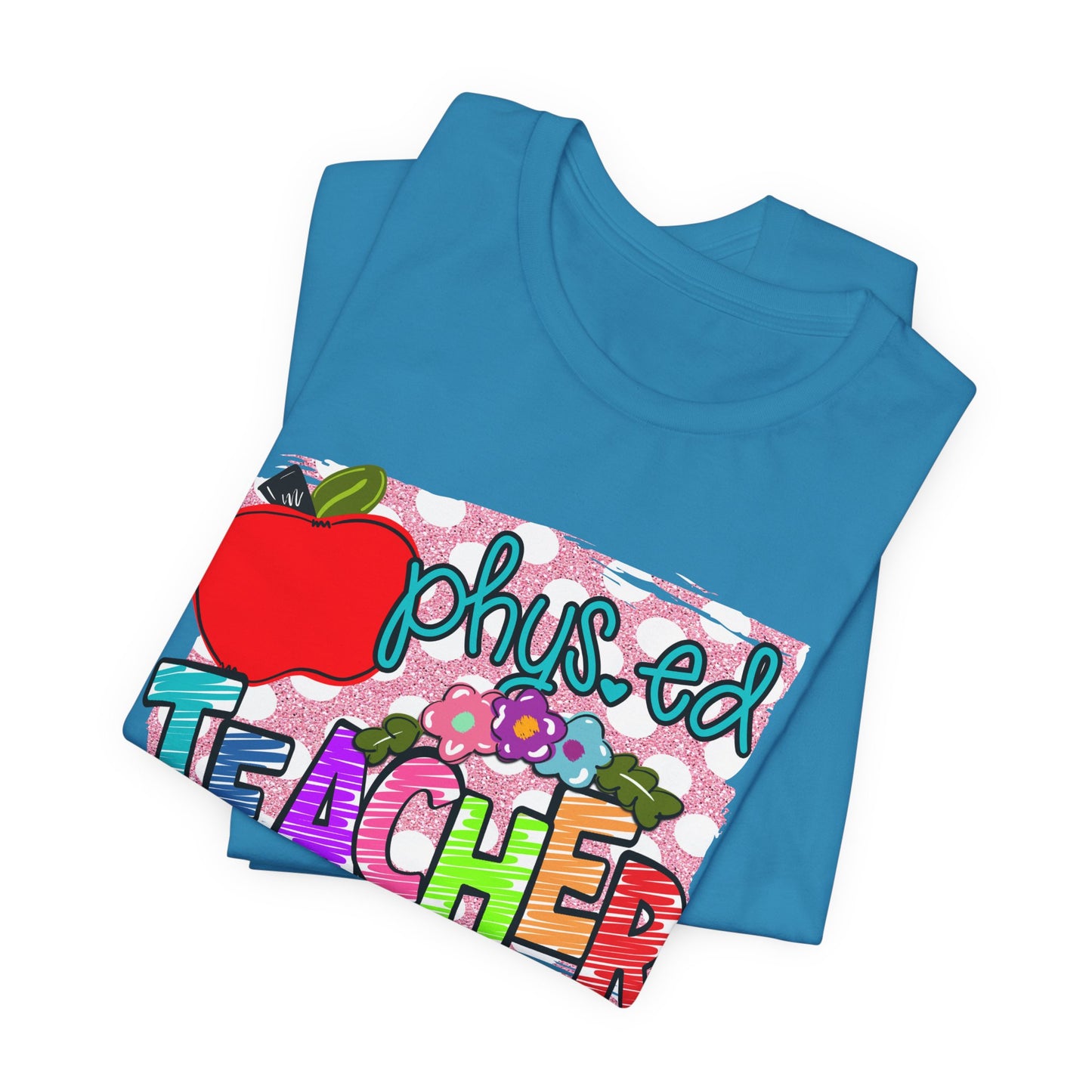 Colorful Faux Glitter Tee - PE Teacher