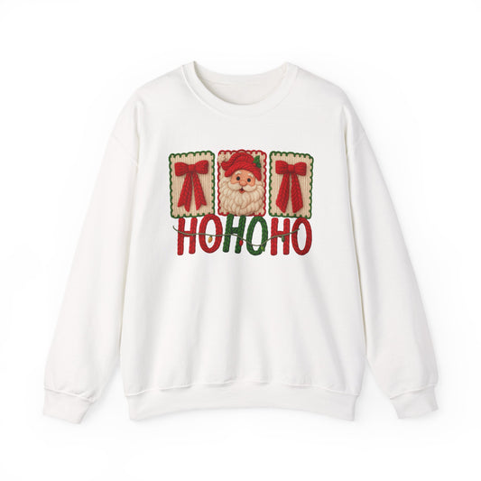 Ho Ho Ho Santa Patch Holiday Faux Yarn Christmas Crewneck