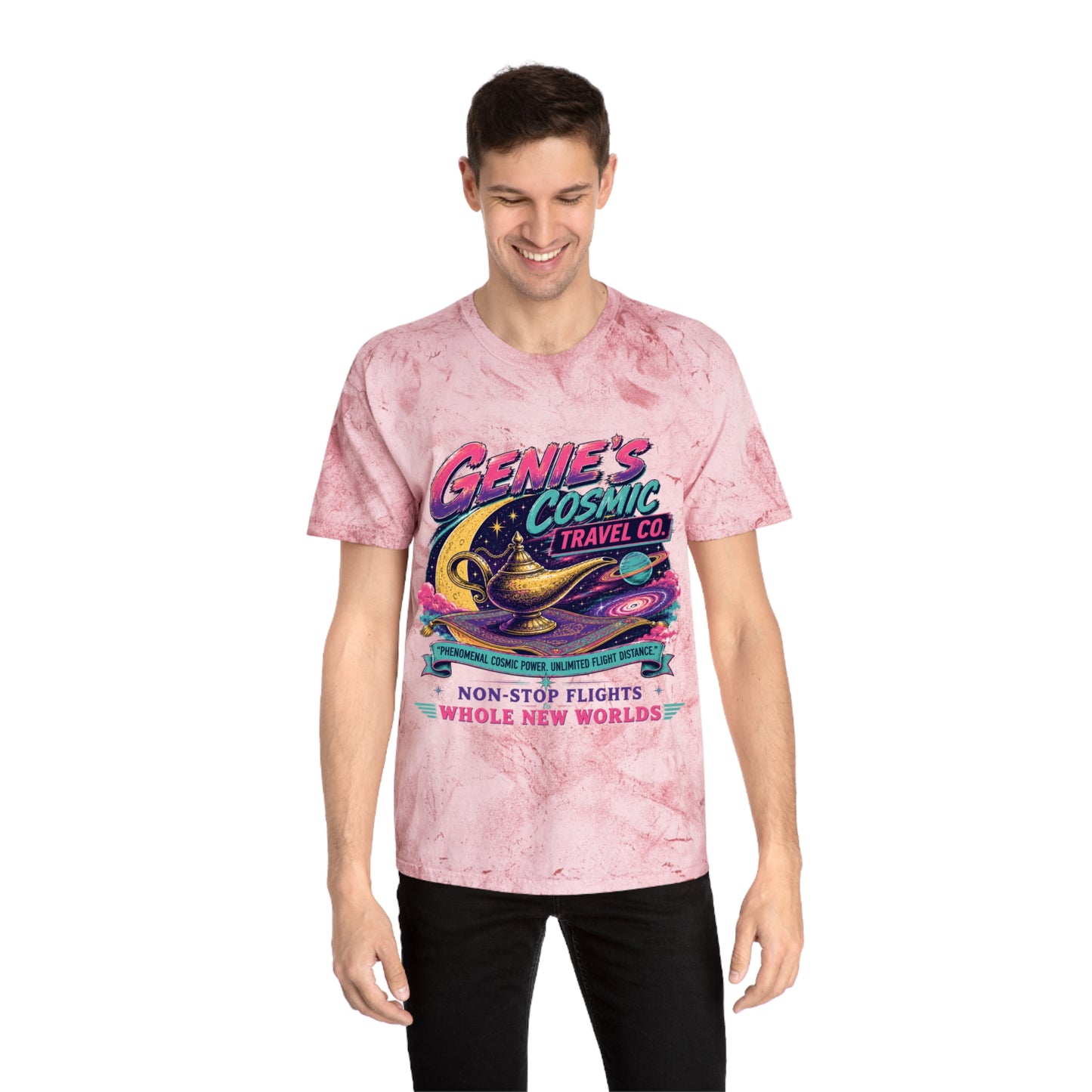 Genie’s Cosmic Travel Co. T‑Shirt — Retro Space Lamp Graphic