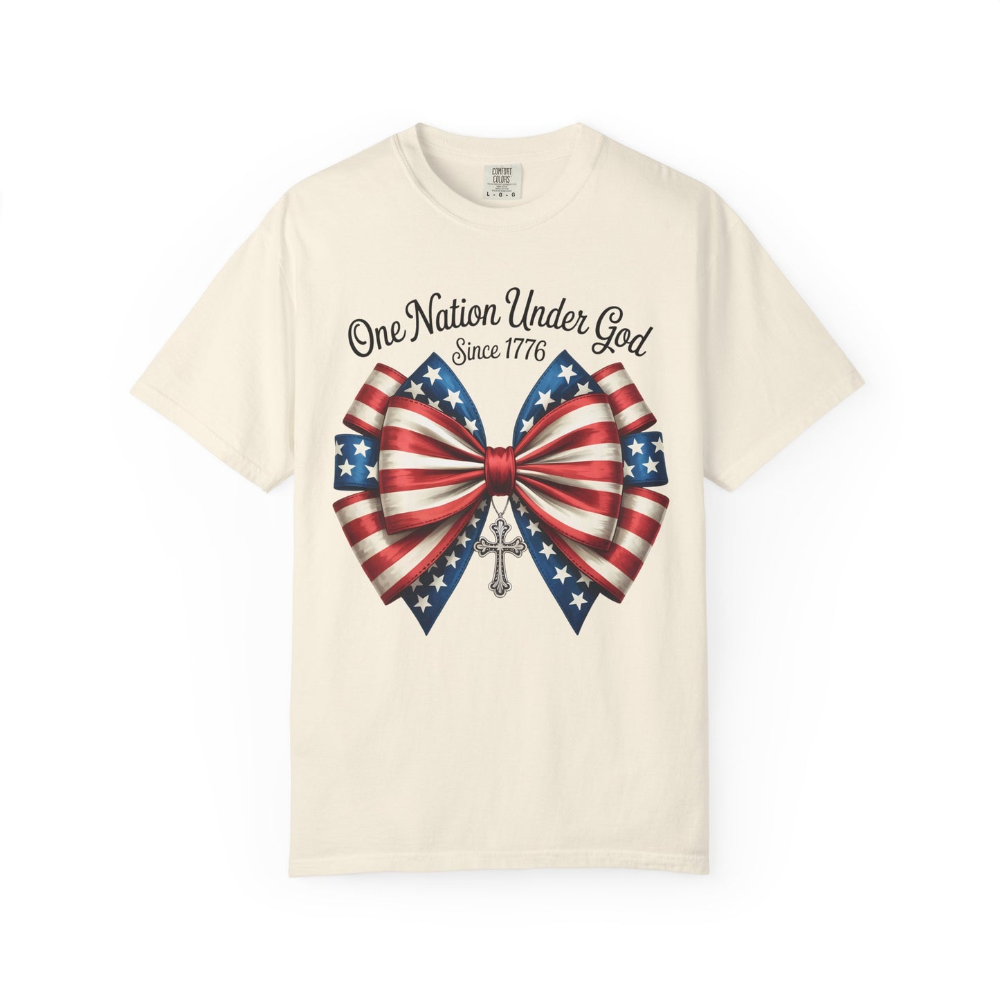 One Nation Under God Patriotic T-shirt with Bow Design